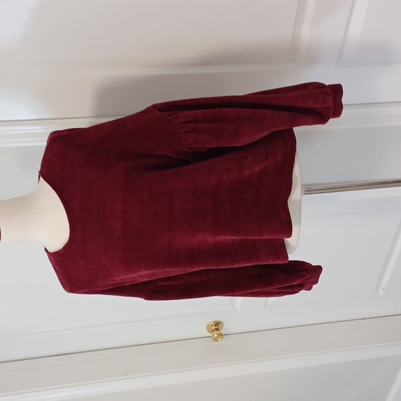 OVS drop shoulder medium maroon burgundy bishop balloon lantern sleeve sweater - Picture 7 of 16